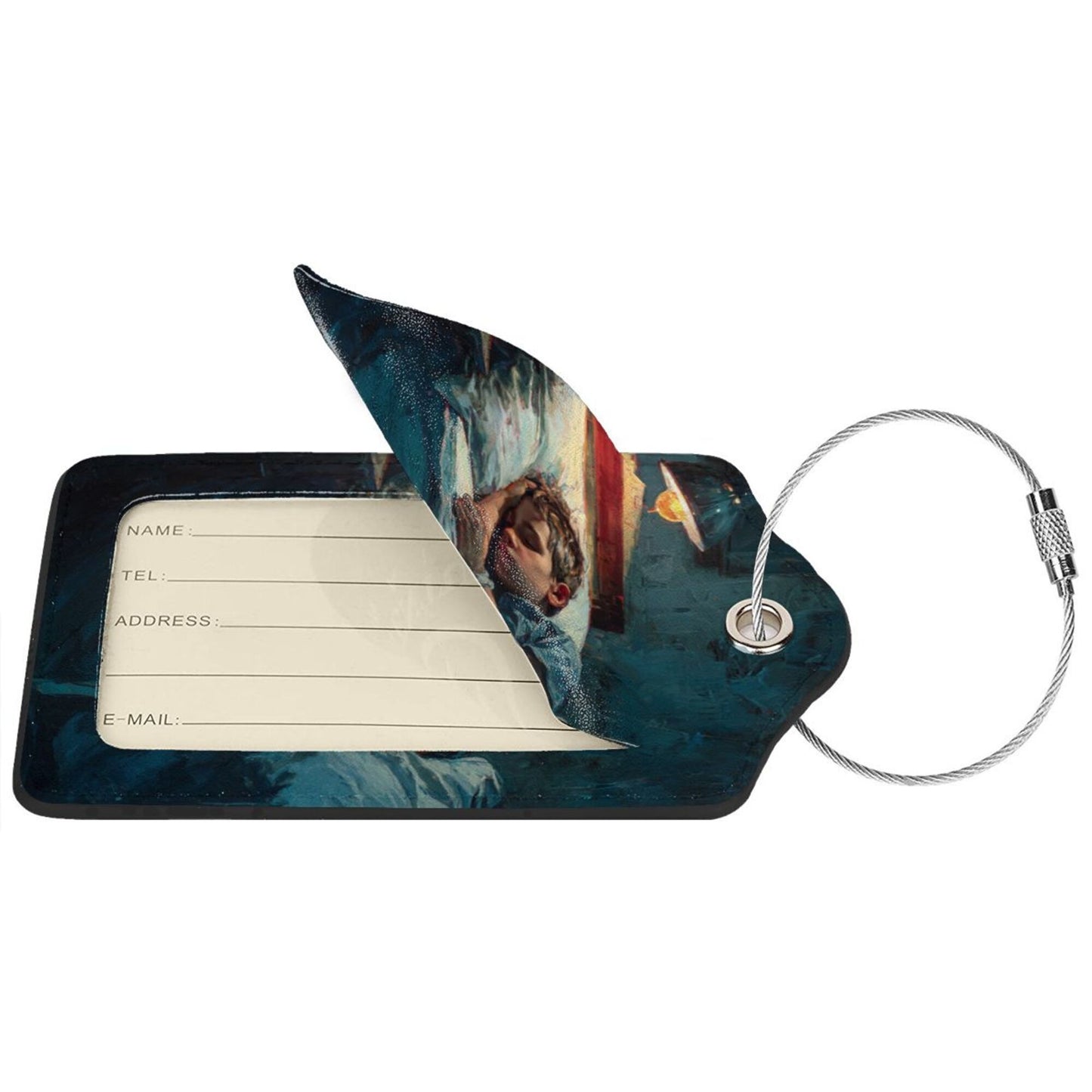 Sleeping Child Art Stainless Steel Leather Luggage Tags (2 - Pack, 2.9in×4.6in/7.3cm×11.6cm)