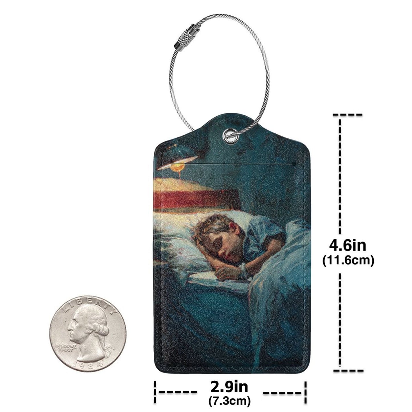 Sleeping Child Art Stainless Steel Leather Luggage Tags (2 - Pack, 2.9in×4.6in/7.3cm×11.6cm)