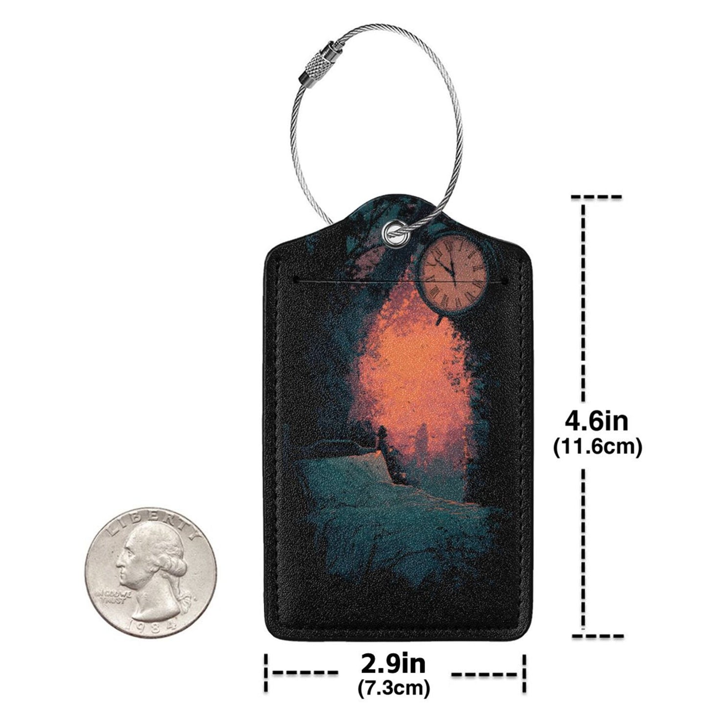 Surreal Time - Themed Stainless Steel Leather Luggage Tags (2 - Pack, 2.9in×4.6in/7.3cm×11.6cm)