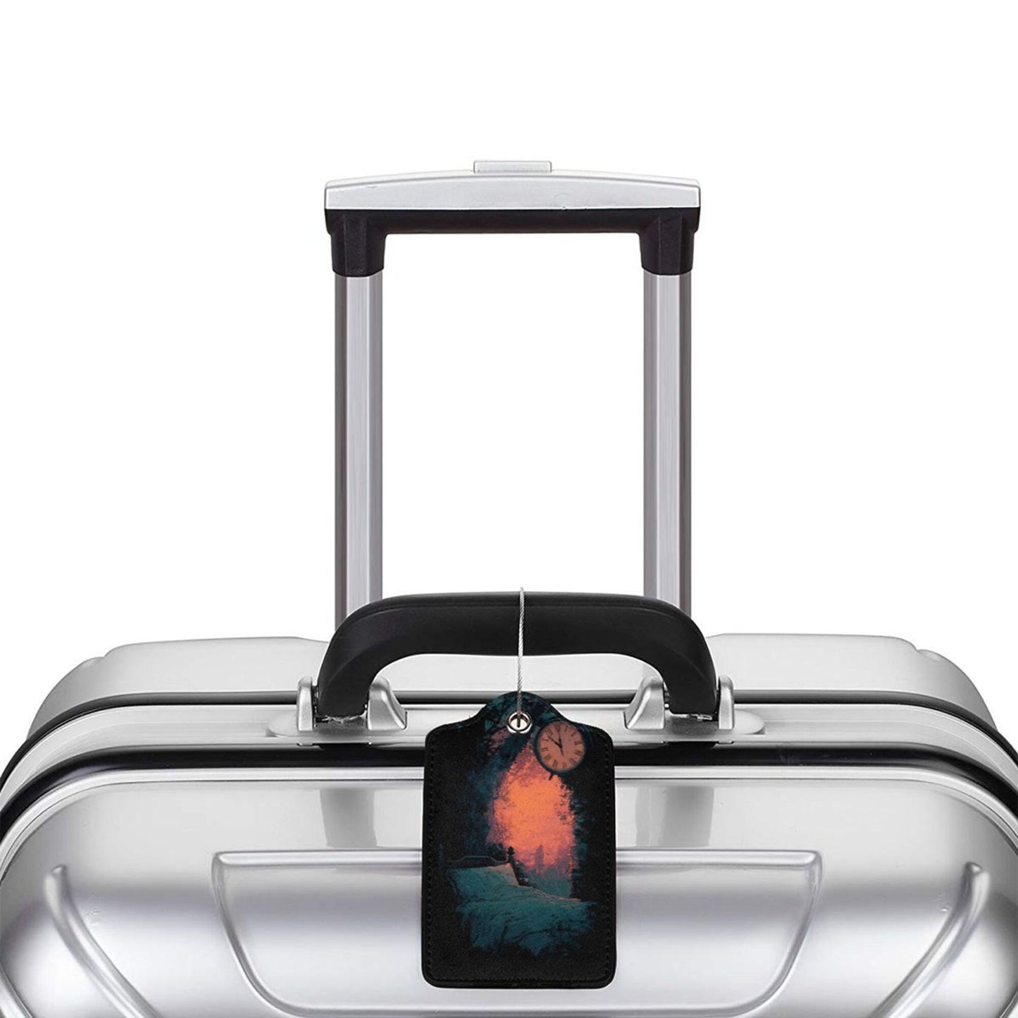 Surreal Time - Themed Stainless Steel Leather Luggage Tags (2 - Pack, 2.9in×4.6in/7.3cm×11.6cm)