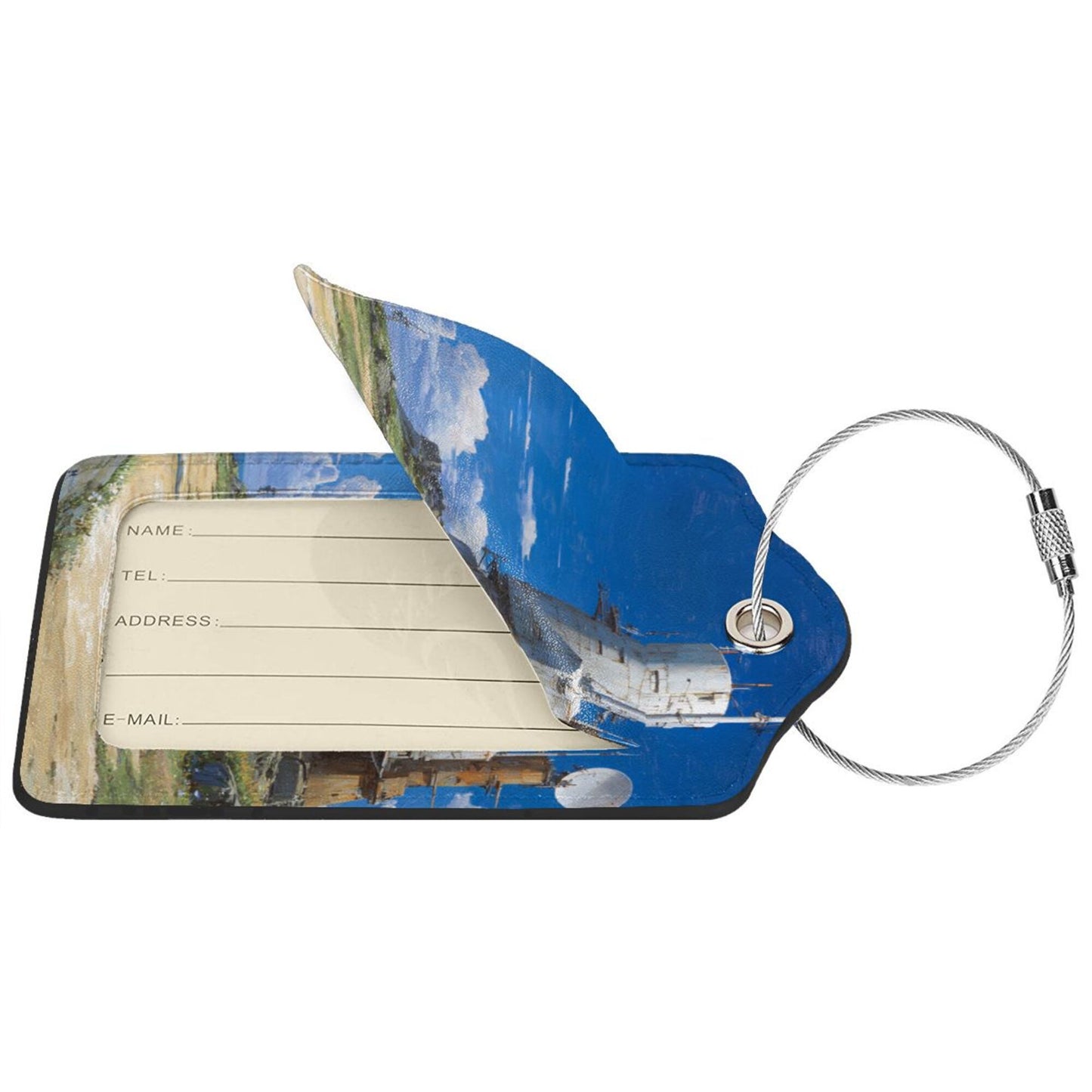 Anime - Style Scenery Stainless Steel Leather Luggage Tags (2 - Pack, 2.9in×4.6in/7.3cm×11.6cm)