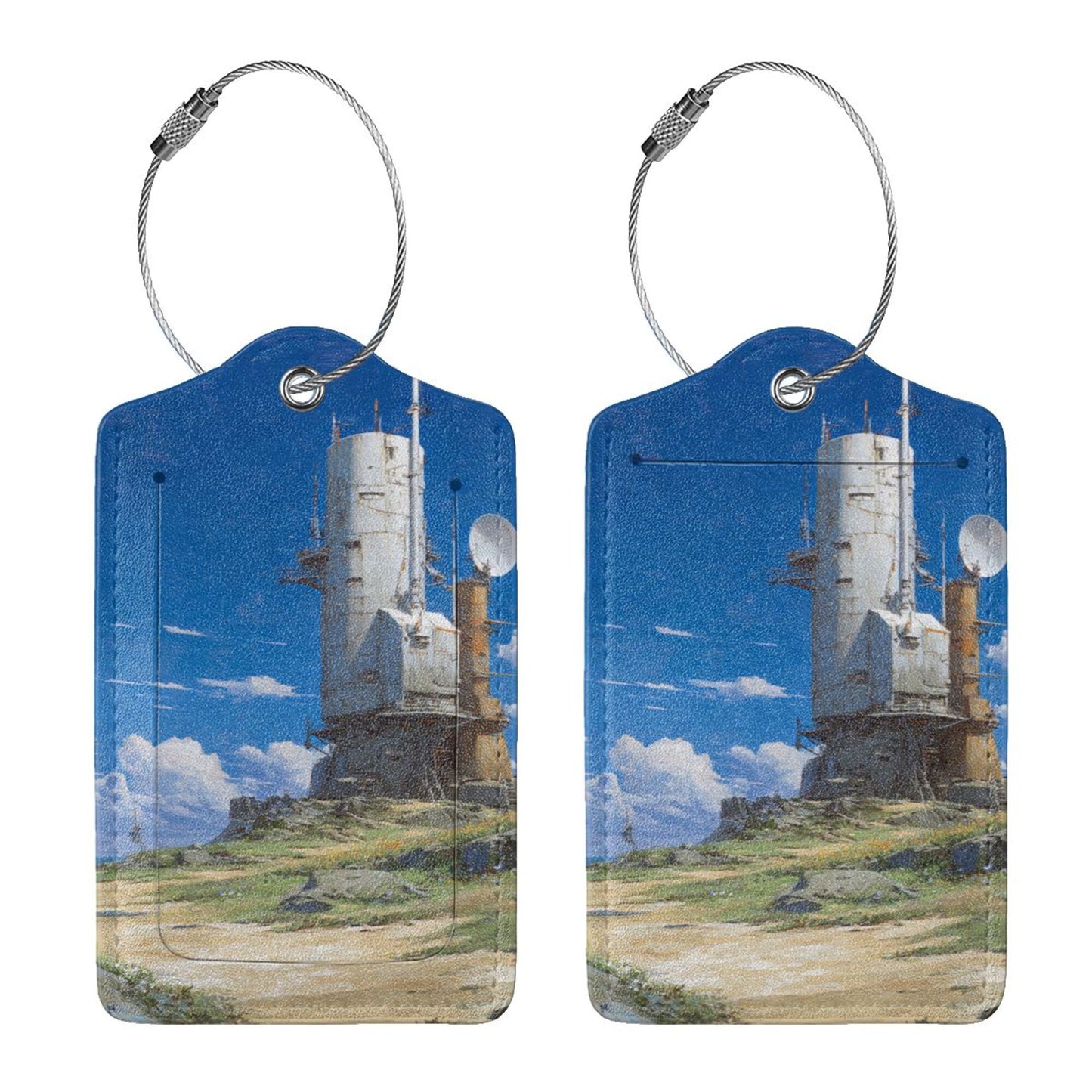 Anime - Style Scenery Stainless Steel Leather Luggage Tags (2 - Pack, 2.9in×4.6in/7.3cm×11.6cm)
