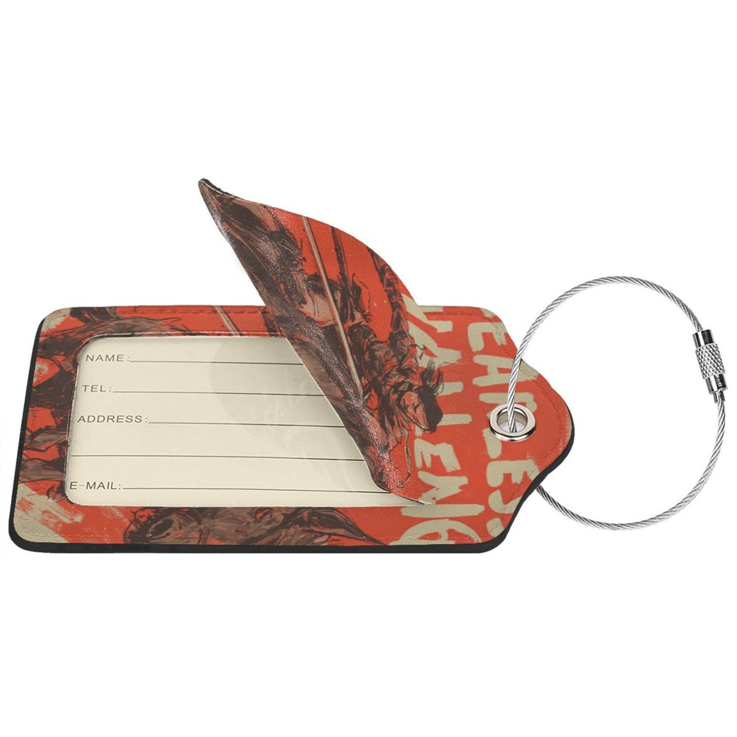 “Fearless Challenge” Knight - Themed Stainless Steel Leather Luggage Tags (2 - Pack, 2.9in×4.6in/7.3cm×11.6cm)