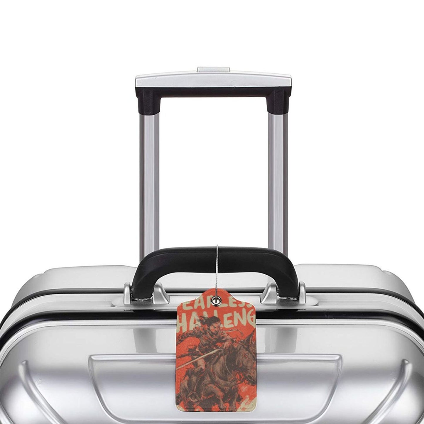 “Fearless Challenge” Knight - Themed Stainless Steel Leather Luggage Tags (2 - Pack, 2.9in×4.6in/7.3cm×11.6cm)
