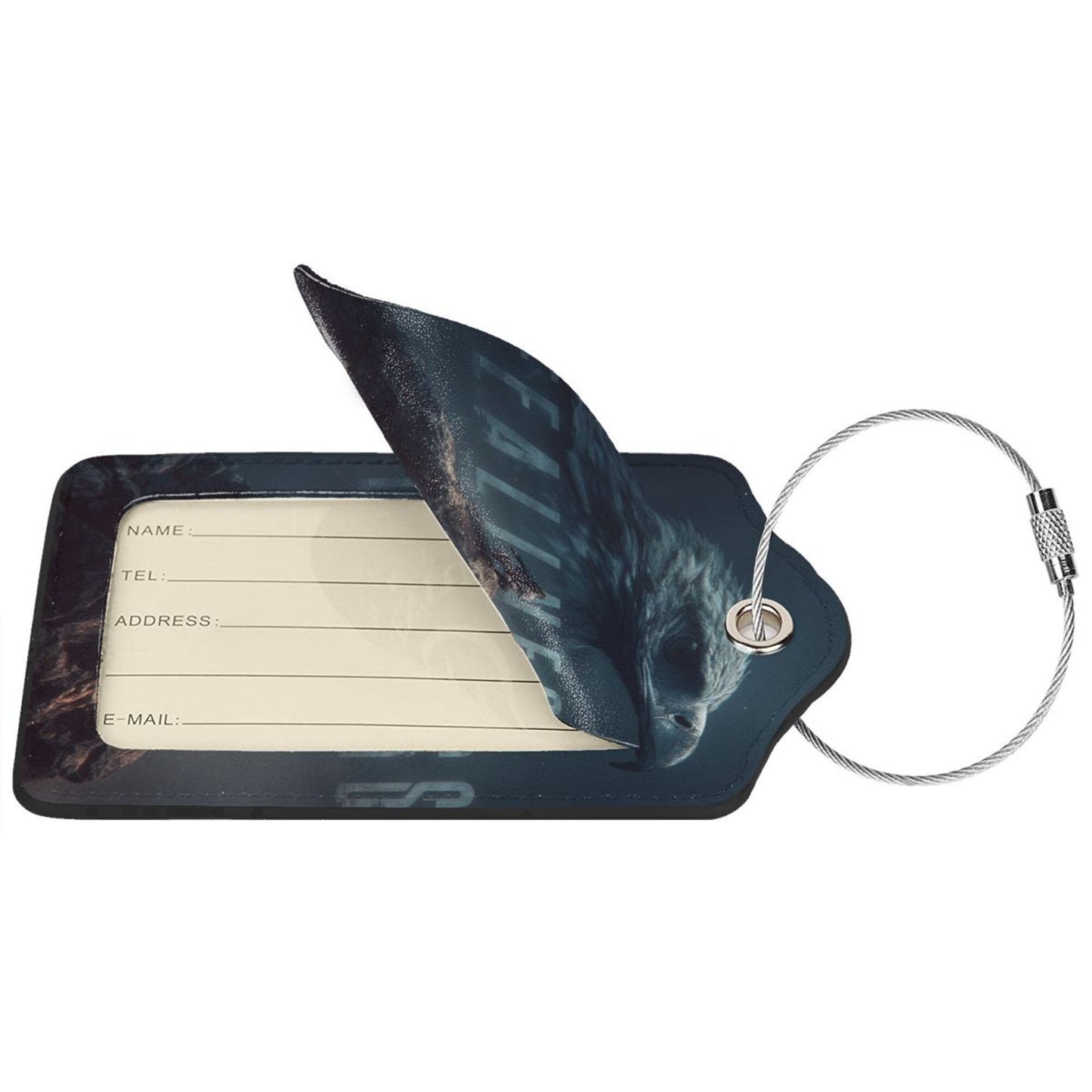“Eagle Soaring” Theme Stainless Steel Leather Luggage Tags (2 - Pack, 2.9in×4.6in/7.3cm×11.6cm)