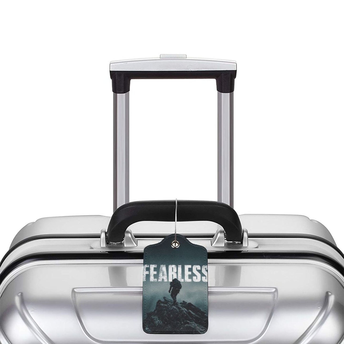 Fearless Climber Stainless Steel Leather Luggage Tags (2 - Pack, 2.9in×4.6in/7.3cm×11.6cm)