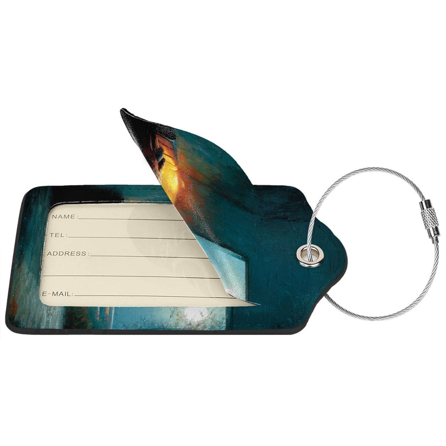 Nightscape Oil Painting Stainless Steel Leather Luggage Tags (2 - Pack, 2.9in×4.6in/7.3cm×11.6cm)