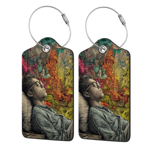 Surreal Dreamscape Stainless Steel Leather Luggage Tags (2 - Pack, 2.9in×4.6in/7.3cm×11.6cm)