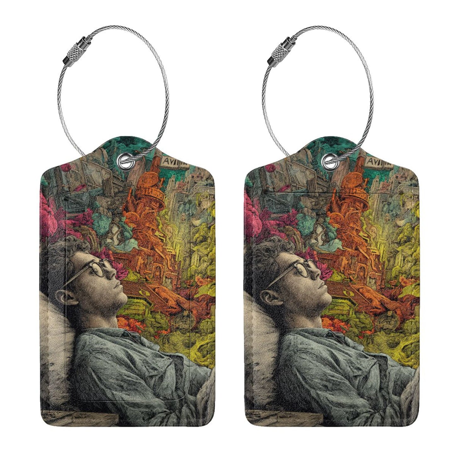 Surreal Dreamscape Stainless Steel Leather Luggage Tags (2 - Pack, 2.9in×4.6in/7.3cm×11.6cm)