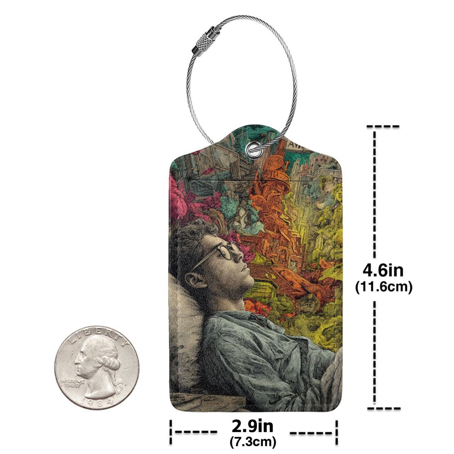 Surreal Dreamscape Stainless Steel Leather Luggage Tags (2 - Pack, 2.9in×4.6in/7.3cm×11.6cm)