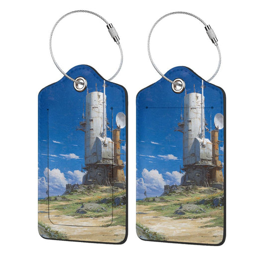 Anime - Style Scenery Stainless Steel Leather Luggage Tags (2 - Pack, 2.9in×4.6in/7.3cm×11.6cm)