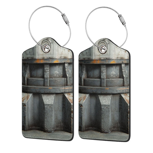 Industrial - Style Metal - Textured Stainless Steel Leather Luggage Tags (2 - Pack, Size 2.9in×4.6in/7.3cm×11.6cm)