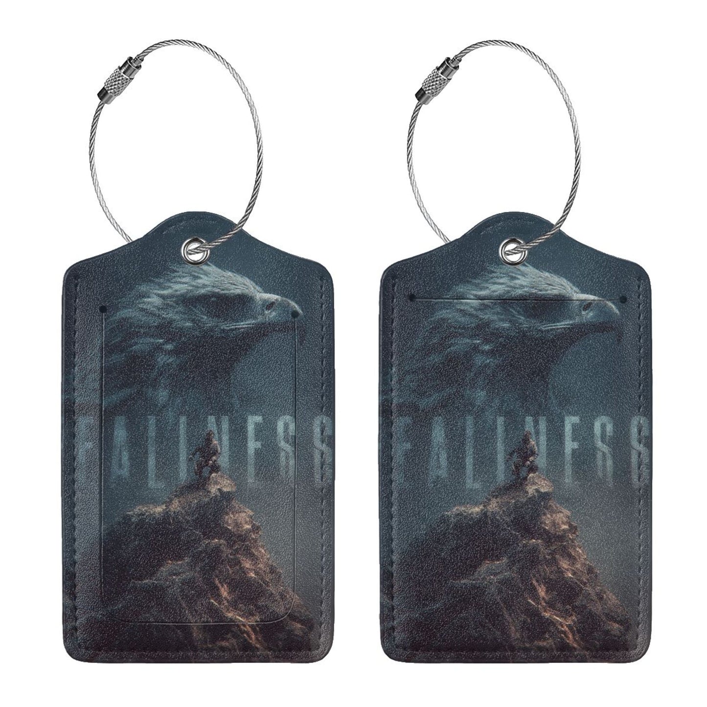 “Eagle Soaring” Theme Stainless Steel Leather Luggage Tags (2 - Pack, 2.9in×4.6in/7.3cm×11.6cm)