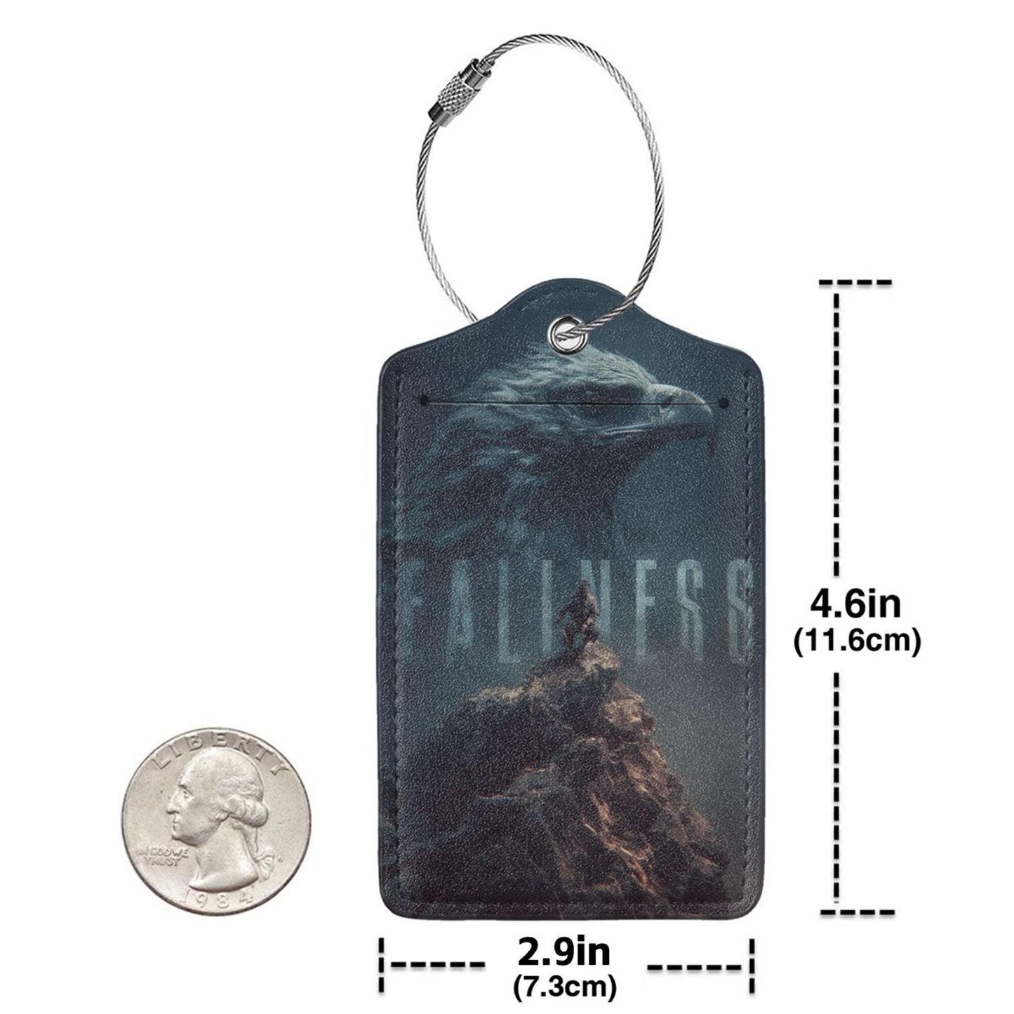 “Eagle Soaring” Theme Stainless Steel Leather Luggage Tags (2 - Pack, 2.9in×4.6in/7.3cm×11.6cm)