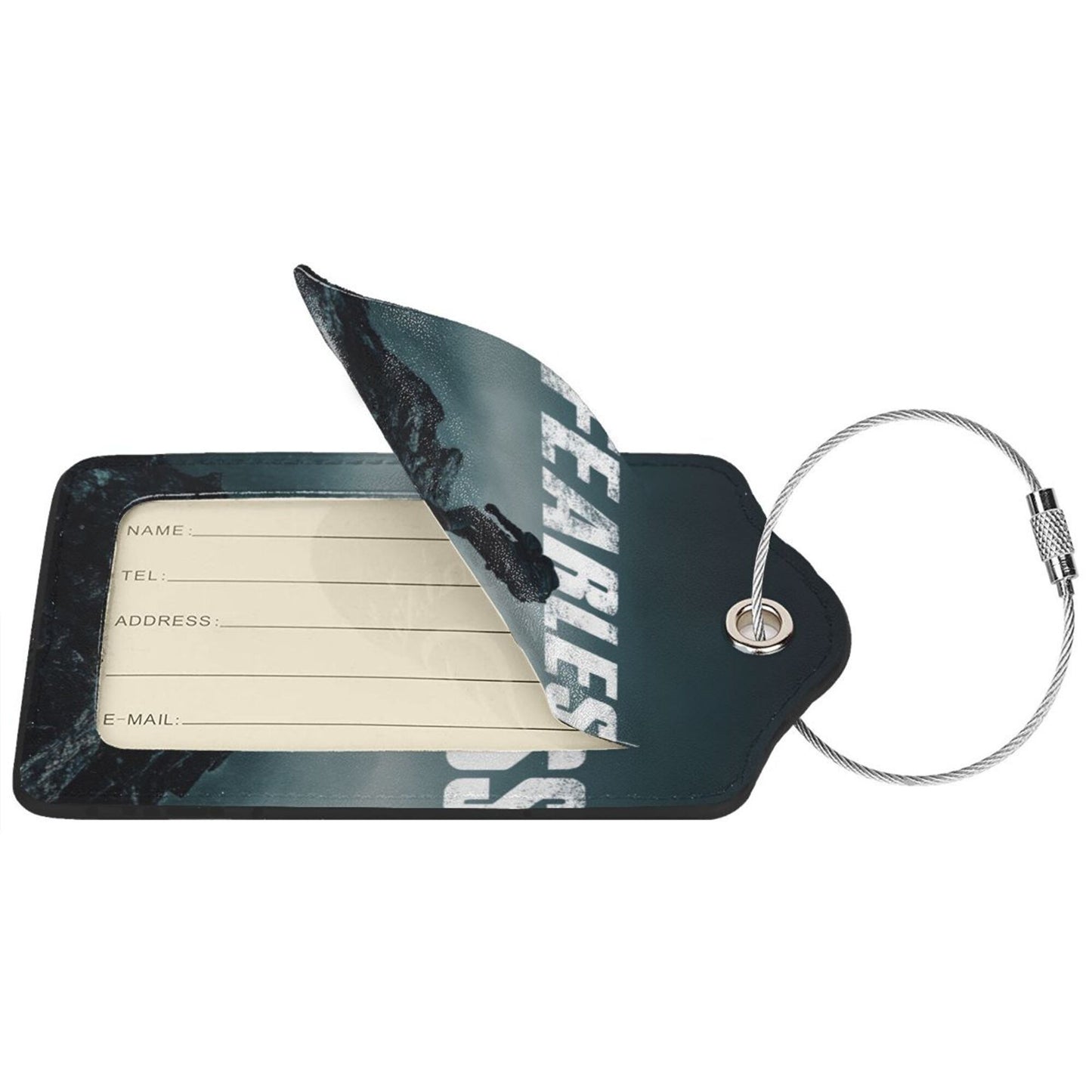 Fearless Climber Stainless Steel Leather Luggage Tags (2 - Pack, 2.9in×4.6in/7.3cm×11.6cm)
