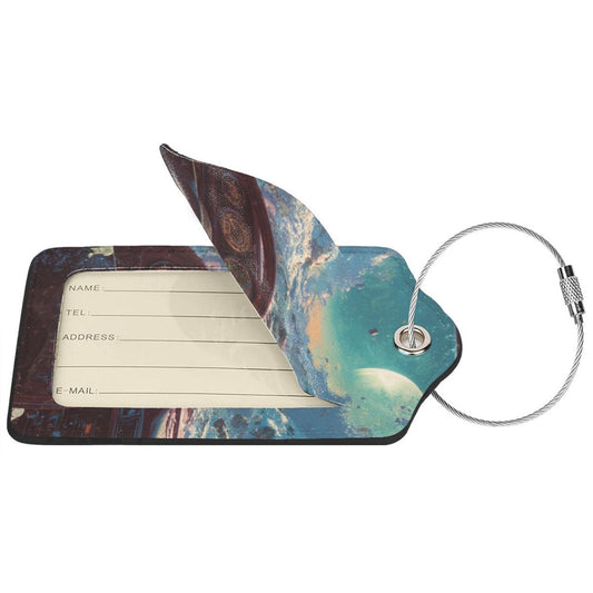 Cyberpunk - Style Cosmic Cockpit Stainless Steel Leather Luggage Tags (2 - Pack, 2.9in×4.6in/7.3cm×11.6cm)