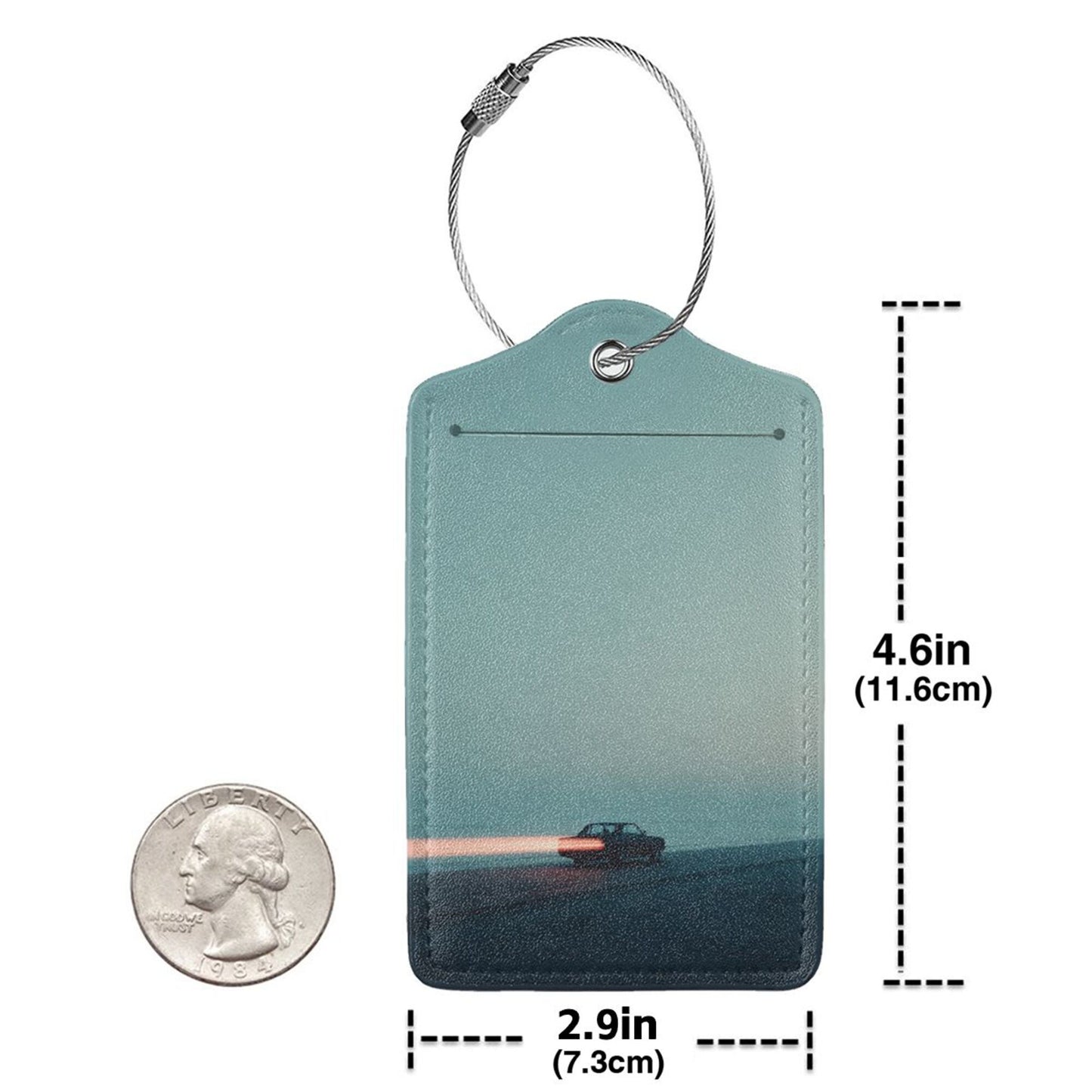 Road - Chasing - Light Car - Themed Stainless Steel Leather Luggage Tags (2 - Pack, 2.9in×4.6in/7.3cm×11.6cm)