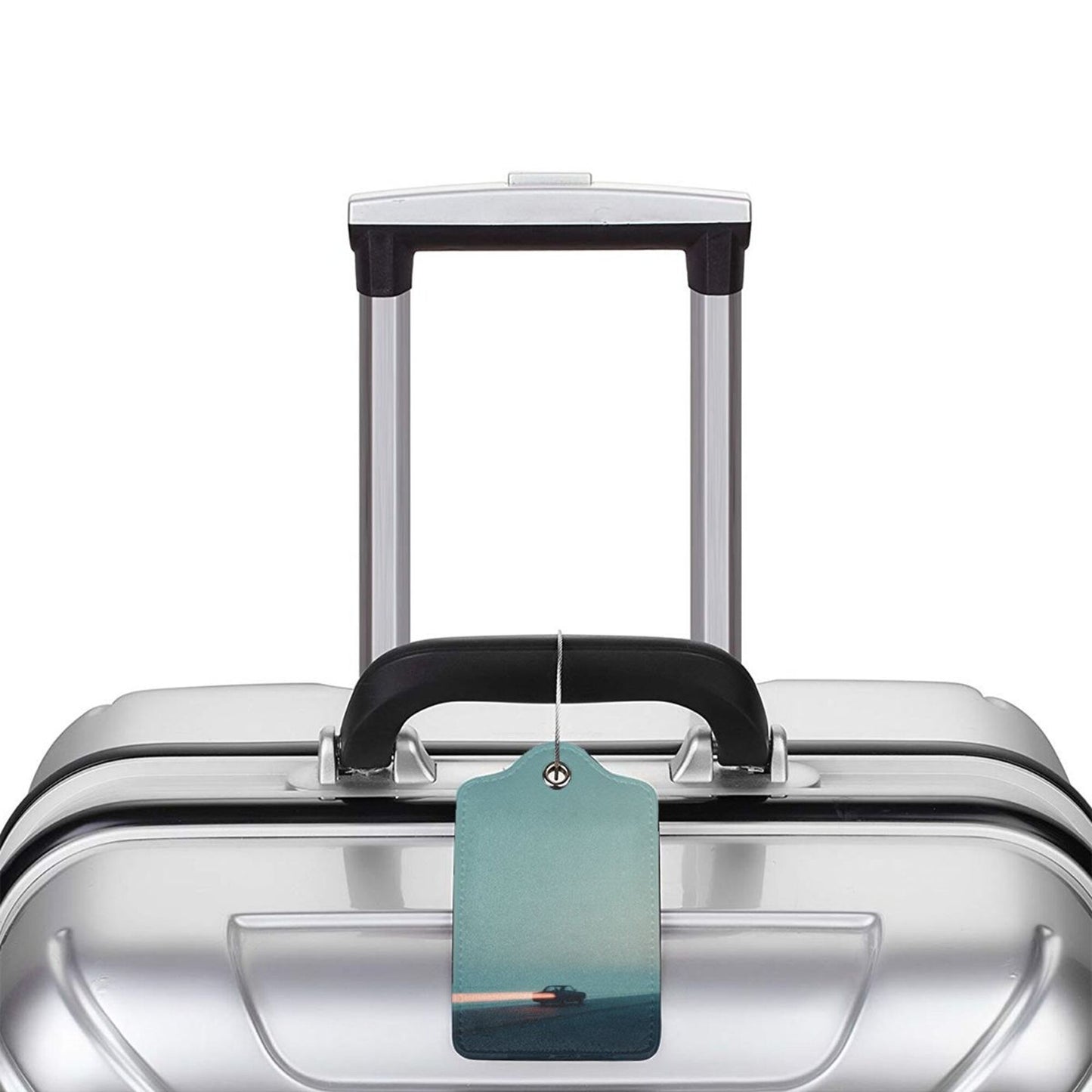 Road - Chasing - Light Car - Themed Stainless Steel Leather Luggage Tags (2 - Pack, 2.9in×4.6in/7.3cm×11.6cm)