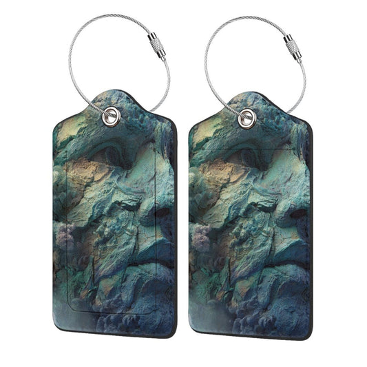 Artistic Rock - Color Texture Stainless Steel Leather Luggage Tags (2 - Pack, 2.9in×4.6in/7.3cm×11.6cm)